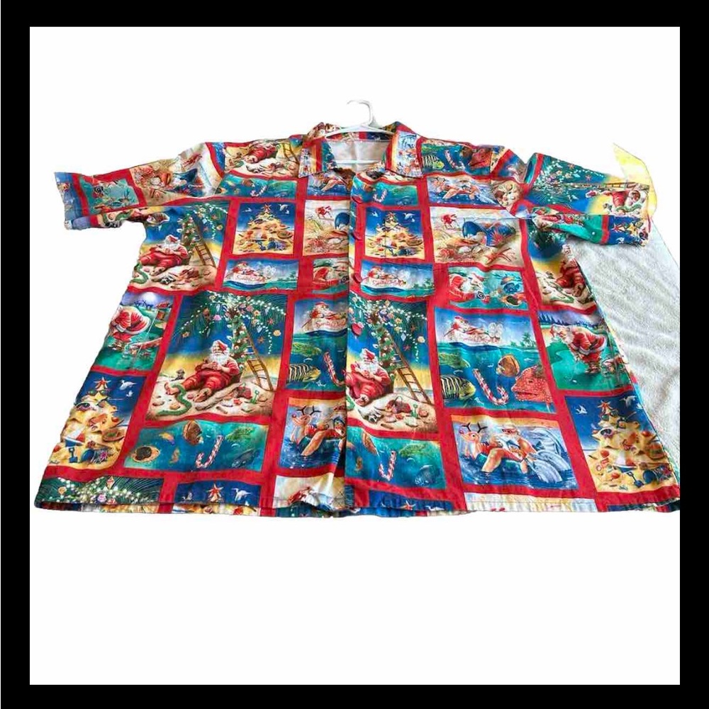 Santa Shirt Men's short sleeved Vintage Beach Hawaiian XXL